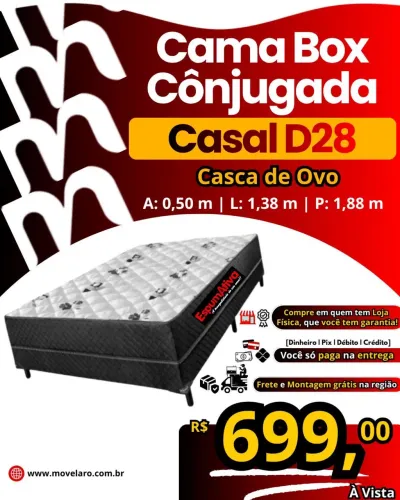 Cama Box Casal D28 Casca de Ovo Espumativa