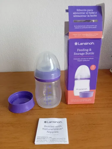 Mamadeira Lansinoh 160ml Biberón Anticólica Com Bico Branco