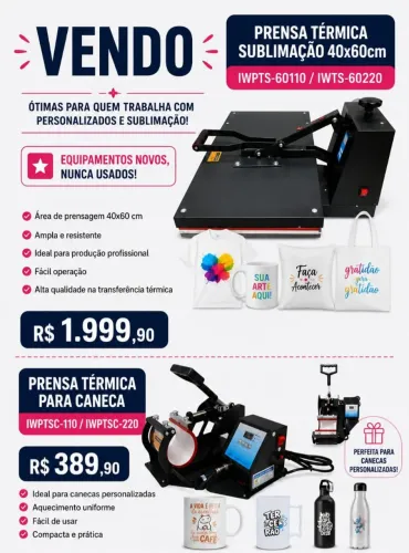 Vendo Prensas Térmicas Novas!