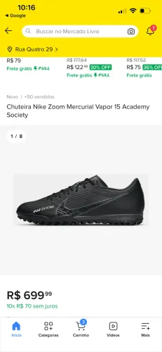 Chuteira mercurial Nike zoom