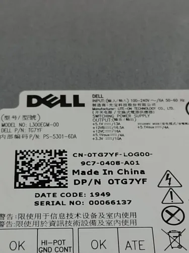 Fonte Dell L300egm-00 300w GOLD - usada
