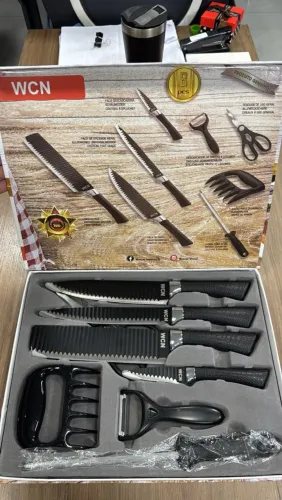 Jogo de Facas WCN 8 Peças para Churrasco e Cozinha - Kit Completo