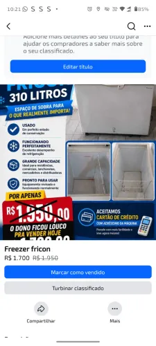 Freezer Fricon 311 litros