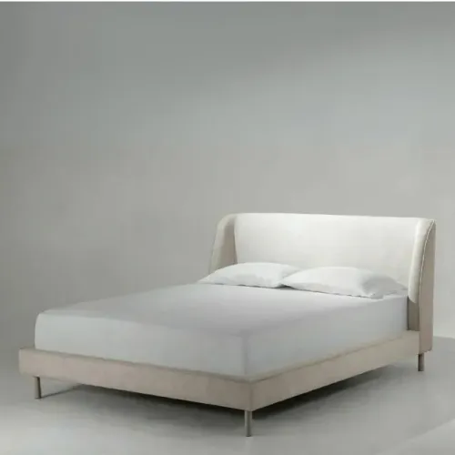 Cama EstofadaCom Cabeceira Aurora - Linho Texturizado Cinza