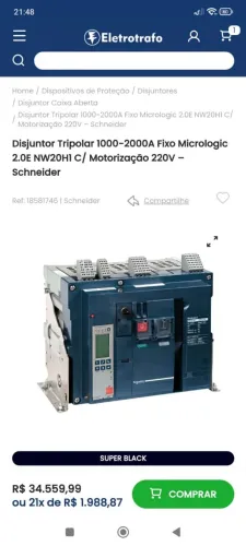 Vendo disjuntor 1000 até 2000A