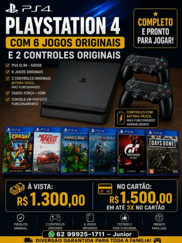 Ps4 com 6 jogos originais