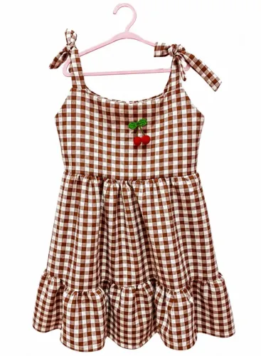 Vestido xadrez  marrom 