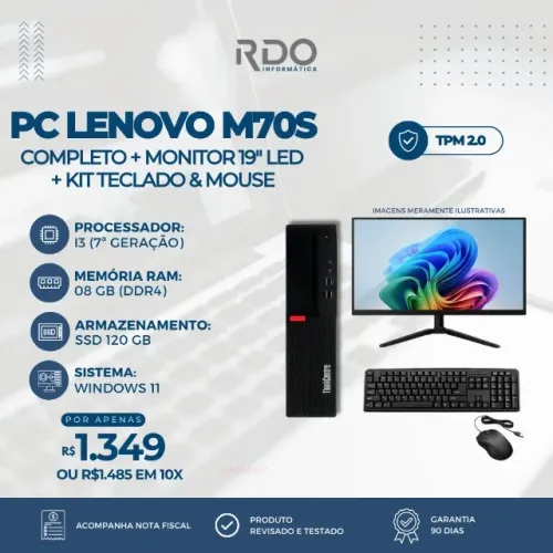 Computador Lenovo M70S Completo Core I3 7a Geração
