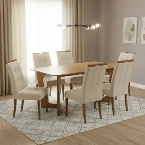 Pronta entrega! Mesa Dubai 160  com 6 Cadeiras Sophia - Pague no ato;