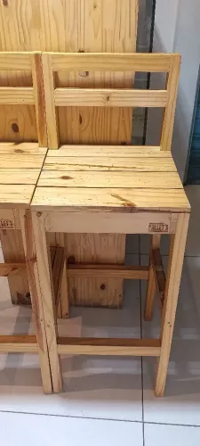 2 Banquetas Alta de Pinus