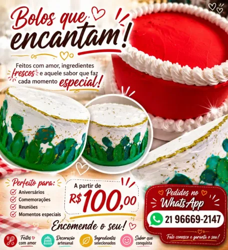 Bolos e doces para festas. 