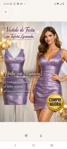?Vestido de Festa em Tafetá Lavanda?