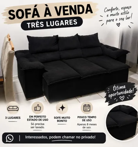 ? Sofá 3 Lugares Reclinável | Super Confortável | 8 Meses de Uso | R$ 1.200