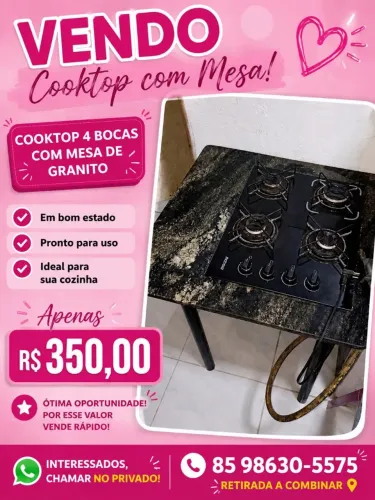 Vendo cooktop com mesa de mármore 350