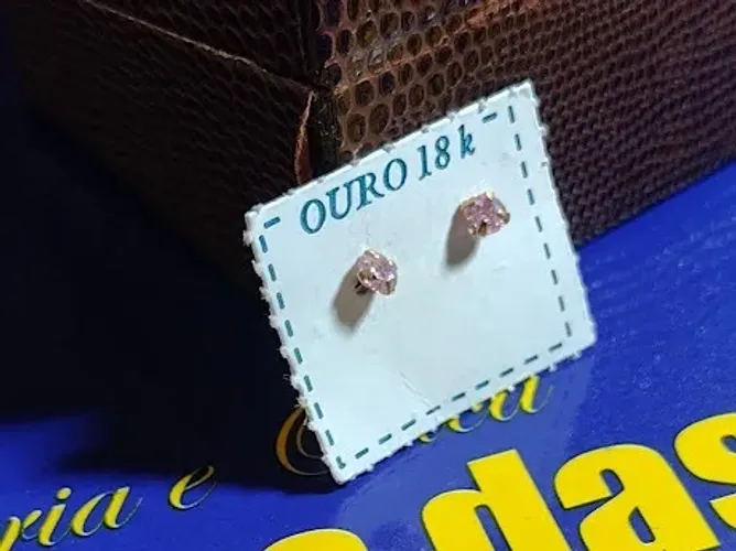 Brincos Ouro 18 Kilates 3 mm Zircônia Temos Todas as Cores