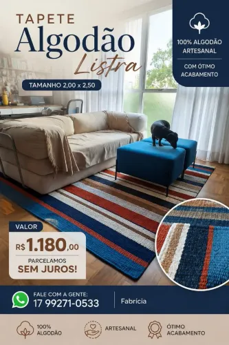 Tapete algodão listra 2.00 x 3.00