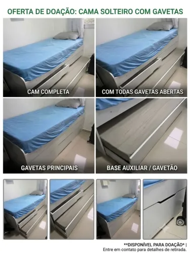 Cama Solteiro com bicama