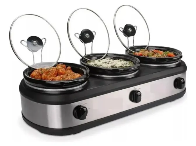 Rechaud Elétrico Members Ly325 Triplo Buffet Slow Cooker 3 P