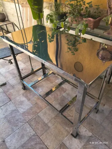 Mesa Industrial Nova Toda Em Aço Inox Reforçada
