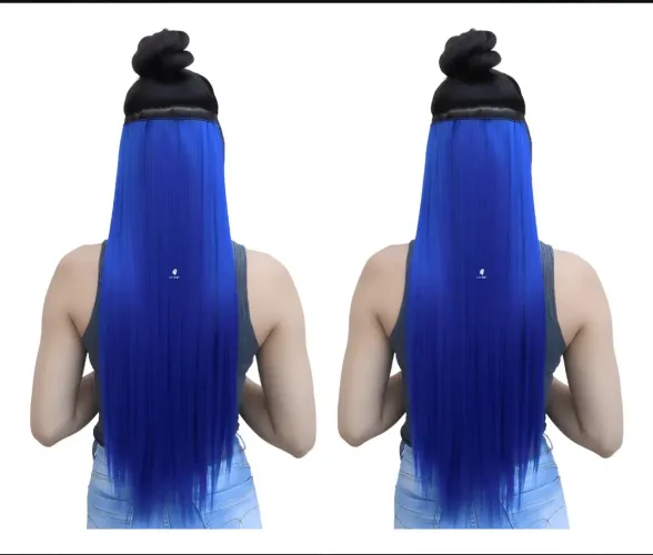 Cabelo Liso Yan Hair Bio Orgânico Presilha Tic Tac 70cm Azul 