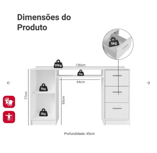 Escrivaninha com vidro encima