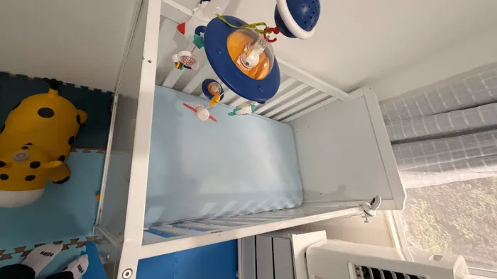 Berço 3 em 1 branco MDF infantil + Colchão