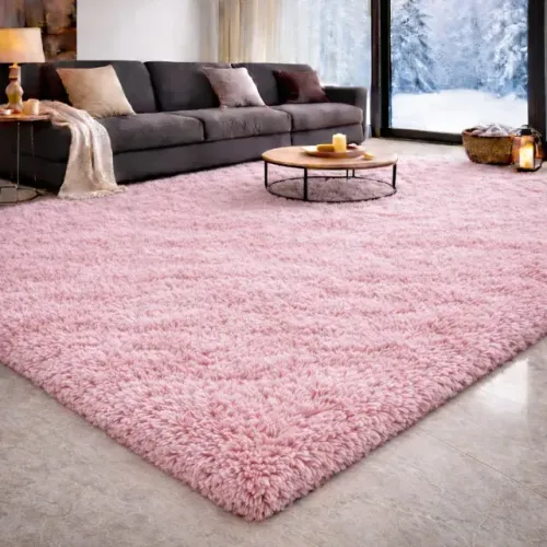 Tapete Rosa 1,50x1,00 Macio Para Sala e Quarto