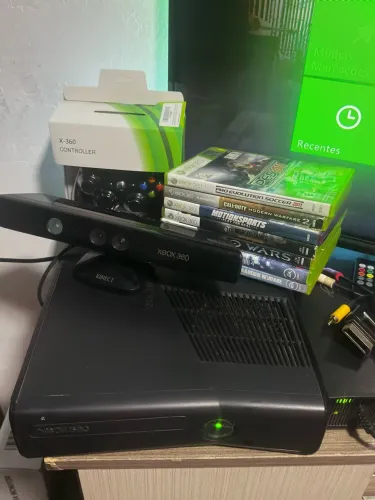 Xbox 360 Slim Lacrado + Kinect + Controle + 7 Jogos Completo?