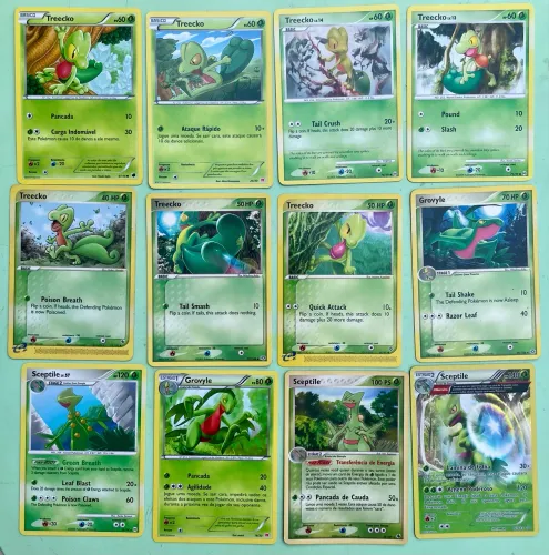 Cartas de pokemon treecko, grovyle e Sceptile