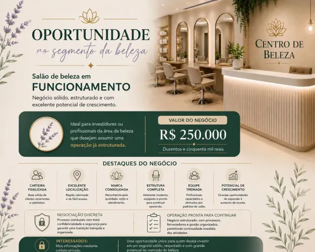Salão de Beleza Estruturado e em Funcionamento | Excelente Oportunidade ?