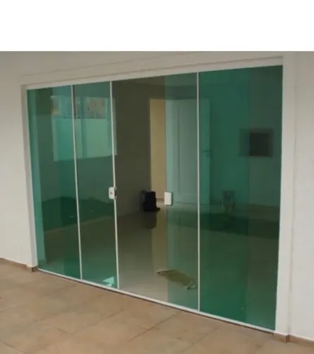 Porta vidro verde de correr