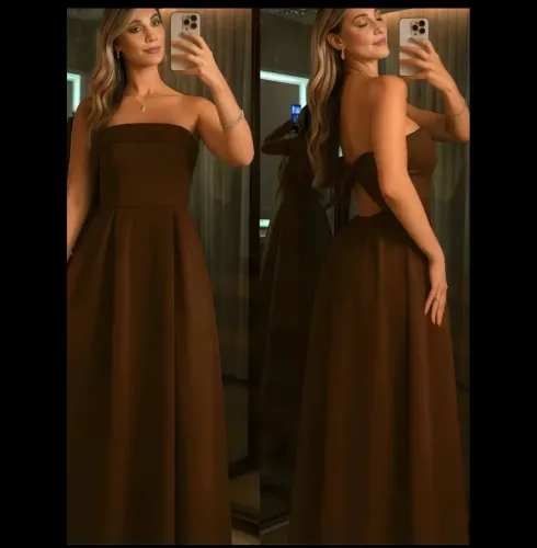 VESTIDO LONGO FEMENINA TOMARA CAIA TECIDO ALFAIATARIA PRINCESA TENDÊNCIA VERÃO