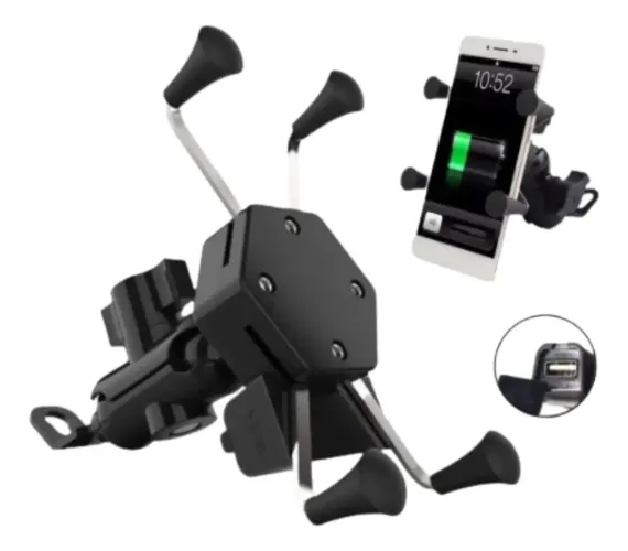 Suporte de celular para moto com carregador