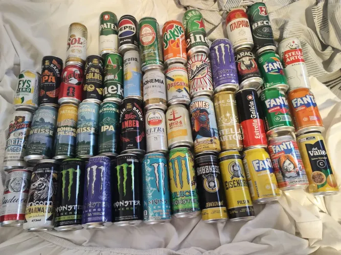 Coleção de latinhas de cerveja, energético e refrigerante R$ 3,00 a unidade