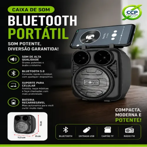 Caixinha de Som Bluetooth Inova Prime KV-88631 Portátil