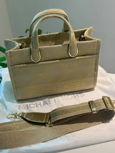 Bolsa Michael Kors Gigi Small Jacquard Metalizada Dourada