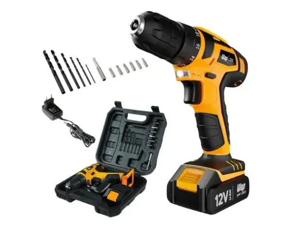 Furadeira e Parafusadeira Wap a Bateria 12V com Maleta 13 Peças - Nova