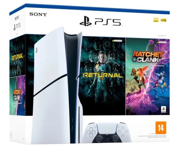 Ps5 slim de 1tb com dois jogos e dois controles, 3 meses de uso
