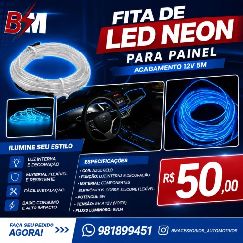 Fita Para Painel Azul, Branco e Vermelho 5m