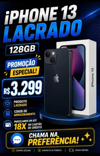 iPhone 13 128GB - Novo, Caixa Lacrada (Garantia Apple).