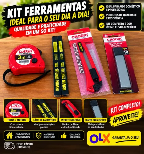Kit Ferramentas Carpinteiro Trena Estilete Gadan Lápis Irwin