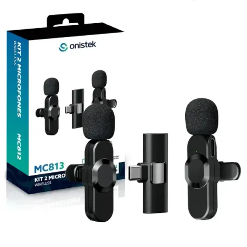 Kit 2 Microfones De Lapela Wireless Para Tipo C Onistek