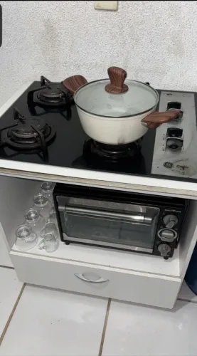 Kit Balcão Cooktop Branco com Fogão Cooktop 4 Bocas