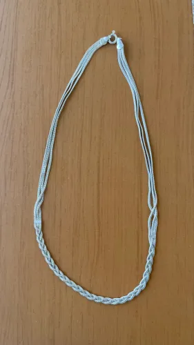 Colar cordão prata 925 3 tranças