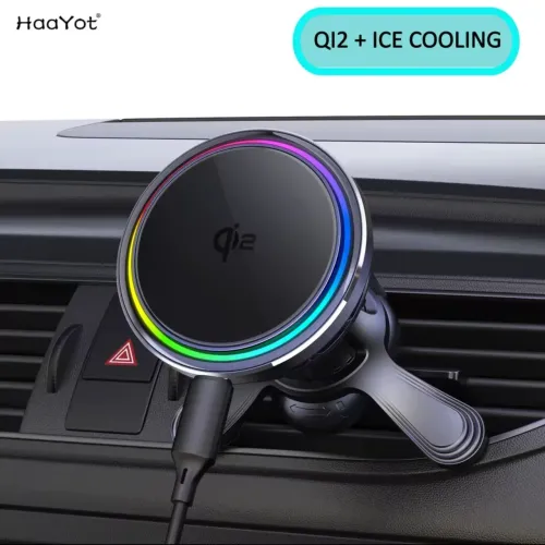 Haayot qi2 carregador de carro magnético com resfriamento 25w sem fio