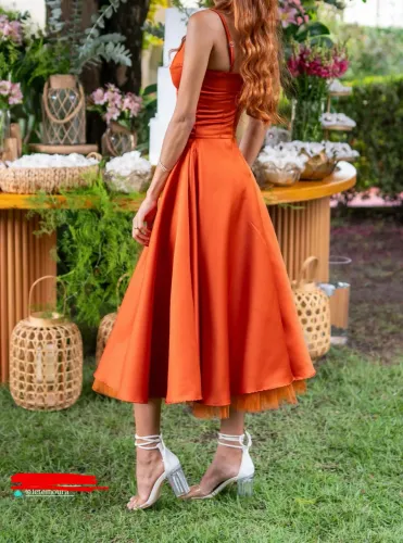 VESTIDO DE FESTA TERRACOTA