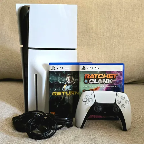 PS5 Slim 1tb + Caixa + 12 Jogos