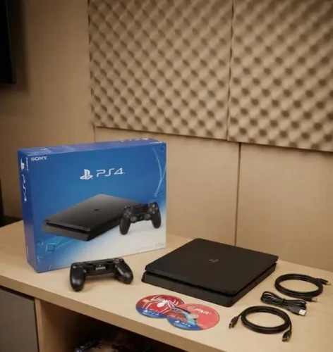 PS4 Slim Jet Black 500GB + Fifa 20 + Spider Man