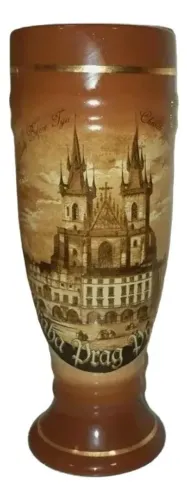 Caneca Porcelana Vintage De Praga República Tcheca 20x7cm # (Usado)