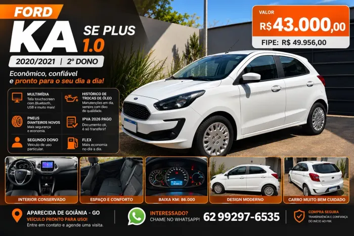 Ford KA 1.0 Se/se Plus Tivct Flex 5P 2021